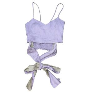 Savia NWT lavender purple wrap adjustable tie crop tank top women’s size small